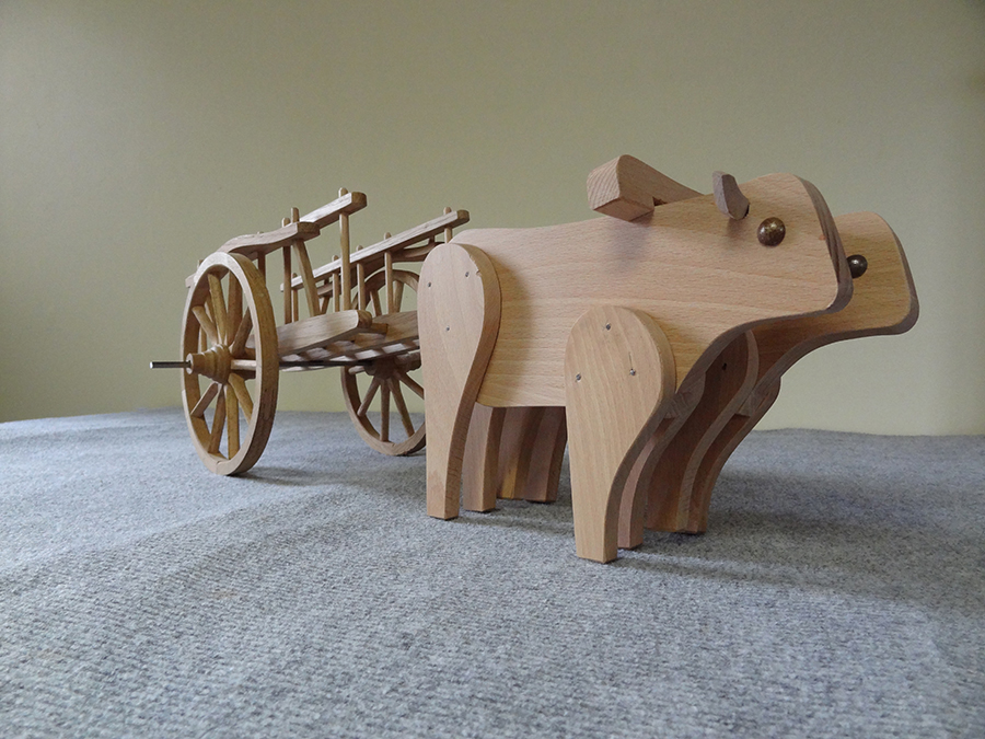 Reproduction miniature char à bœufs